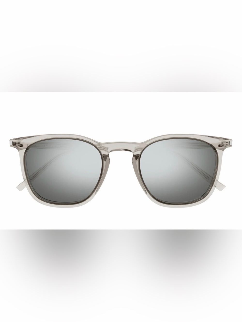 Saint Laurent Translucent Gray Frame Sunglasses with Gray Mirrored Lenses